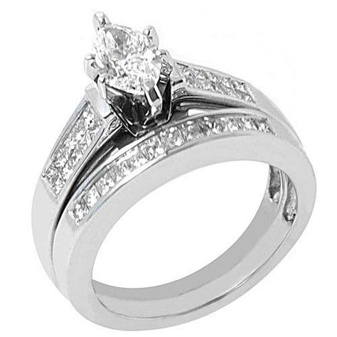 14k White Gold Marquise Diamond Engagement Ring Bridal Set 110 Carats ** Click image for more details. Set Of Jewelry, Marquise Diamond Engagement Ring, Gorgeous Rings, Engagement Wedding Ring Sets, Ring Settings, Bridesmaid Jewelry Sets, Ring Wedding Band, Bridal Ring Sets, Bridal Bands