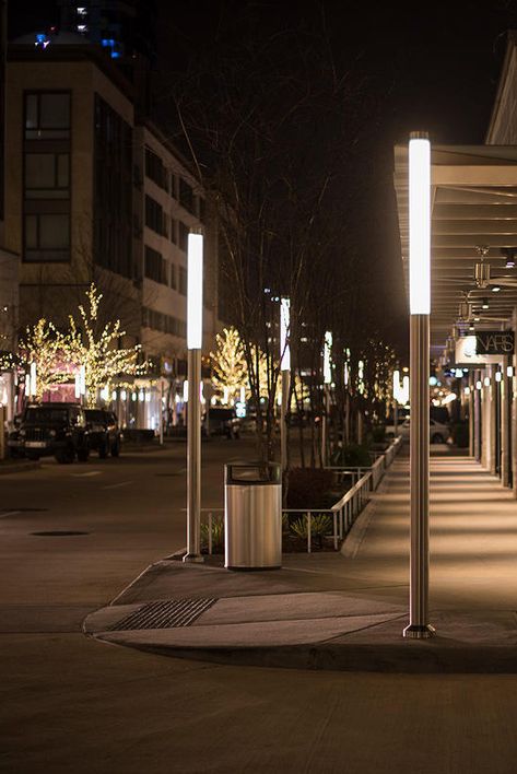 Sidewalk Lighting, Street Light Design, Exterior Lighting Design, Column Lights, Park Lighting, Streetscape Design, Urban Furniture Design, Column Lighting, Parking Lot Lighting