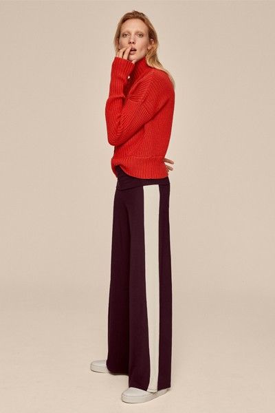 18 Pairs Of Side Stripe Trousers | sheerluxe.com Striped Trousers Outfit, Make Legs Look Longer, Stripe Pants Outfit, Winter Pant, Side Stripe Trousers, Clashing Prints, Bright Autumn, Womens Palazzo Pants, Autumn Palette