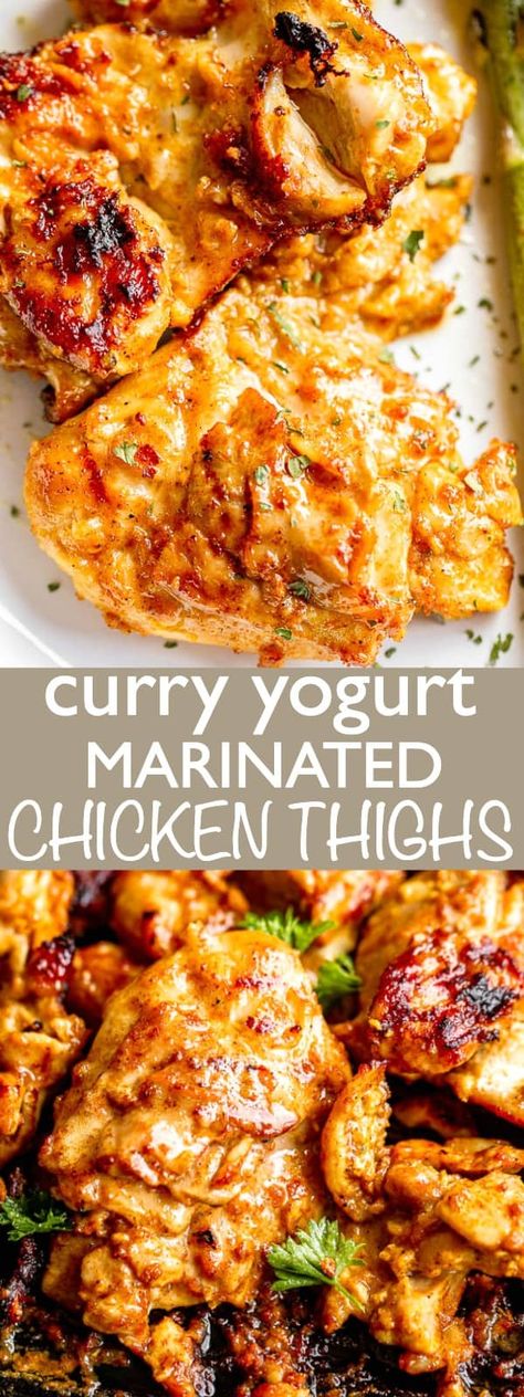 Yogurt Marinated Chicken Thighs, Easy Marinated Chicken, Low Carb Dinner Chicken, Yogurt Curry, Yogurt Marinated Chicken, Marinated Chicken Thighs, Yogurt Chicken, Chicken Thighs Recipe, Chicken Tonight