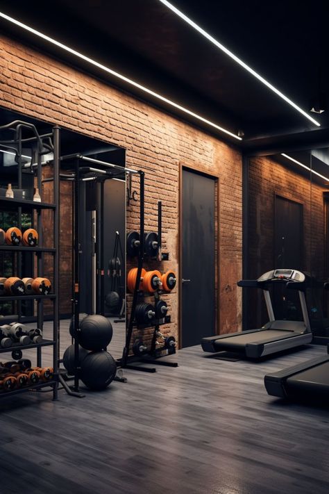 mini gym at home ideas mini home gym small home gym ideas Home Gym Layout, Pilates Cardio Workout, Commercial Gym Design, Garage Gym Ideas, Luxury Home Gym, Pilates Cardio, Home Gym Inspiration, Gym Lighting, Dream Home Gym