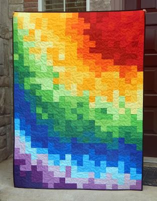 Pixel Rainbow, Zig Zag Quilt, Pixel Quilting, Rainbow Quilts, Watercolor Quilt, Bargello Quilts, Quilt Modernen, Rainbow Quilt, Graph Paper Art