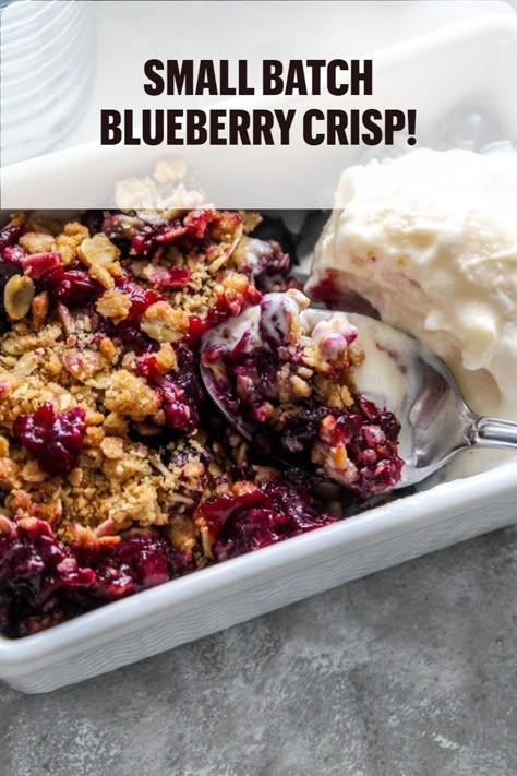 blueberry crisp in serving bowl with scoop of ice cream on the side Blueberry Recipes Easy, Berry Crisp Recipe, Fresh Blueberry Recipes, Blueberry Crisp Recipe, Healthy Blueberry Recipes, Blueberry Desserts Recipes, Cobbler Recipes Easy, Easy Summer Dessert, Blueberry Crisp