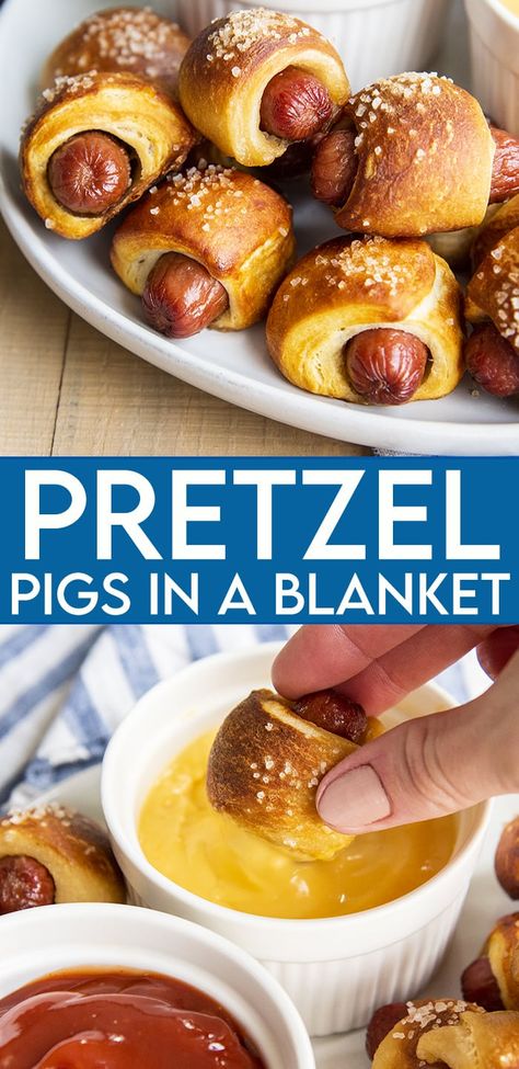 Recipes With Mini Weiners, Small Pigs In A Blanket, Pretzel Wrapped Smokies, Beef Pigs In A Blanket Recipe, Poker Night Food Appetizers, Sausage Pretzel Bites, Pigs In The Blanket Recipe, Poker Night Snacks Appetizers, Hawaiian Pretzel Bites