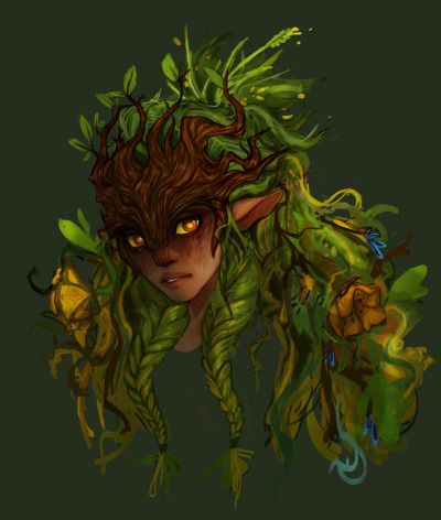 Earth Genasi with grass hair and wooden horns Earth Genasi, Art Vampire, Creature Fantasy, Dengeki Daisy, Samurai Tattoo, Fantasy Races, Vampire Knight, Six Feet Under, Character Creation