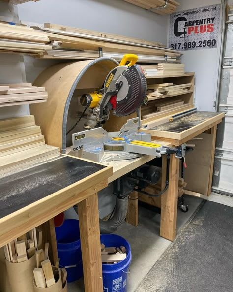 Small Woodworking Shop Ideas, Garage Workshop Layout, Saw Station, Mitre Saw, Workshop Layout, Woodworking Shop Layout, Saw Wood, Tool Storage Diy, Woodworking Shop Projects