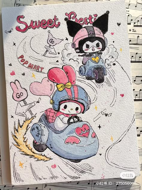 Sanrio Sketch Ideas, Seni Dan Kraf, Emoji Art, Cute Sketches, Hello Kitty Art, Grunge Art, Cute Doodles Drawings, Cute Doodle Art, Mini Drawings