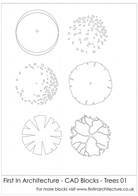 Free Cad Blocks  from First In Architecture - Trees Autocad Trees, Tree Dwg, Tree Plan Png, Free Landscape Design, Architectural Trees, Drawing Sites, Shapes Worksheet Kindergarten, Tree Outline, Cad Library