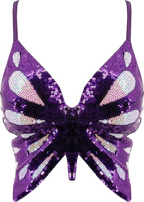 Amazon.com: Mocure Womens Sparkly Butterfly Sequin Crop Tops Sexy Trendy Sleeveless Cute Butterfly Halter Tops Rave Wrap Tube Vest Top for Belly Dance Costume Outfits: Clothing, Shoes & Jewelry Low Cut Tank Tops, Butterfly Crop Top, Sequin Butterfly, Sequin Crop Top, Butterfly Top, Belly Dance Costume, Halter Tank Top, Cute Butterfly, Cowgirl Outfits