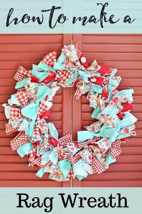 Christmas Rag Wreath Tutorial, Step By Step Wreath Making Diy, Rag Ribbon Wreath, Fabric Wreaths Diy No Sew Christmas, Easy Wreaths To Make Step By Step, Diy Rag Wreath How To Make, Fabric Rag Wreath, Fabric Wreaths Diy No Sew Tutorials, Patriotic Wreaths Diy