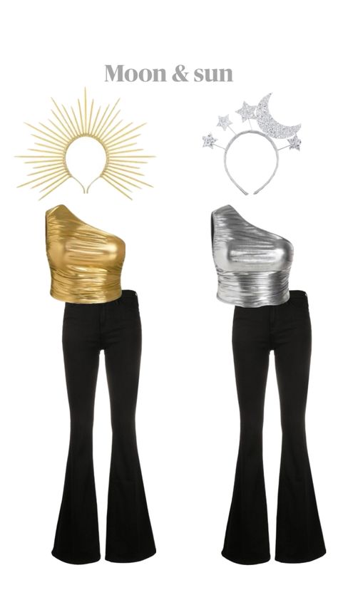 Halloween costume idea🎃 moon and sun#halloween #costume Sun Halloween Costume, Cute Easy Halloween Costumes, Sun And Moon Costume, Twin Costumes, Moon Costume, Halloween Duos, Spirit Week Outfits, Twin Day, Halloween Costumes For Teens Girls