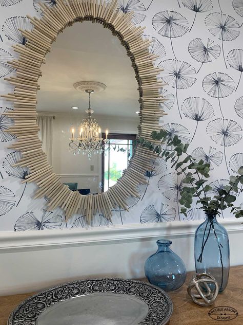 How To Frame An Oval Bathroom Mirror Diy, Oval Mirror Frame Diy, Mirror Frame Makeover Diy, Mirror Decor Diy Frame, Diy Decorative Mirror Frames, Frame An Oval Mirror Diy, Round Mirror Frame Diy, Diy Mirror Frame Decoration Ideas, Diy Oval Mirror Frame Ideas