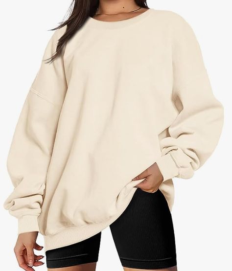 Womens Oversized Crewneck Sweatshirts Long Sleeve Fleece Pullover Sweaters Oversize Pullover, Women Sweatshirt, Oversized Crewneck, Autumn Casual, Autumn Fashion Casual, Oversized Pullover, Sports Hoodies, Solid Clothes, Loose Tops