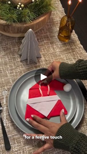 166K views · 1.5K reactions | Easy napkin folding tutorials | Easy napkin folding tutorials | By Leila Boutique. | Facebook Cute Santa Hat, Napkin Folding Tutorial, Christmas Napkin Folding, Easy Napkin Folding, California Christmas, Napkin Folds, Christmas Platter, Creative Gift Wraps, Creative Money Gifts