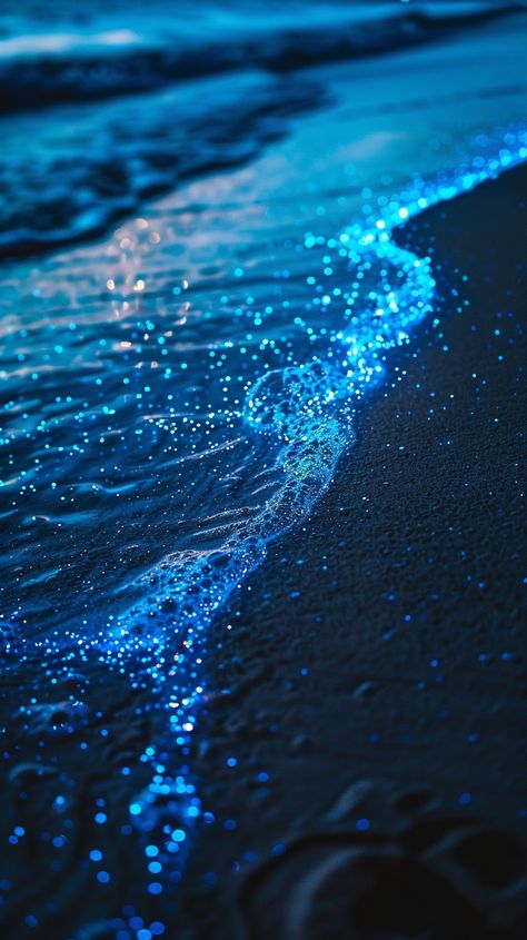 Bioluminescent Phytoplankton in Maldives Bioluminescence Wallpaper, Ocean Bioluminescence, Glowing Sea, Glowing Water, Bioluminescent Water, Bioluminescent Mermaid, Eau Aesthetic, Sea Surface, Glowing Ocean