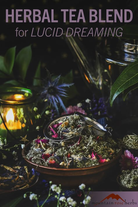 Herbal Tea Recipes Homemade, Rapid Eye Movement, Dream Herbs, Botanical Products, Tea Blends Recipes, Process Emotions, Eye Movement, Medicinal Tea, Dream Tea