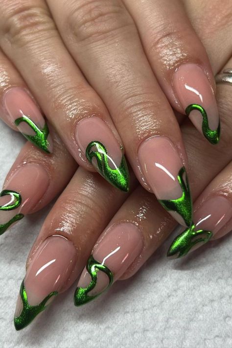 St Patrick Day Nails Inspirations For More Nail trends 2023 Visit Our Website We Have Uploaded Along With The Tutorials Nail Designs Girly, Chrome 3d Nails, Late Winter Nails, Nails Ideas Green, Patty Nails, Nails Trends 2023, St Patricks Nail Designs, St Patrick Nails, Patrick Day Nails