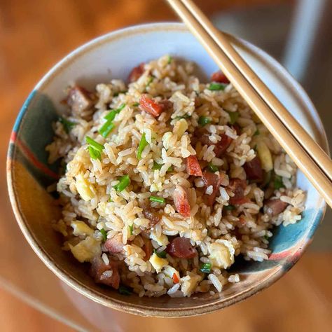 Char Siu Fried Rice Pork Chops Fried, Hawaiian Fried Rice, Char Sui, Chinese Dishes Recipes, Fry Rice, Chinese Bbq Pork, Making Fried Rice, Asian Rice, Candied Sweet Potatoes