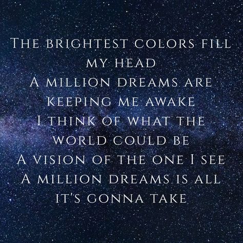 Oh a million dreams for the world we're gonna make A Million Dreams, Million Dreams, I Close My Eyes, The Greatest Showman, Close My Eyes, Michelle Williams, Musical Movies, Hugh Jackman, The Night Sky