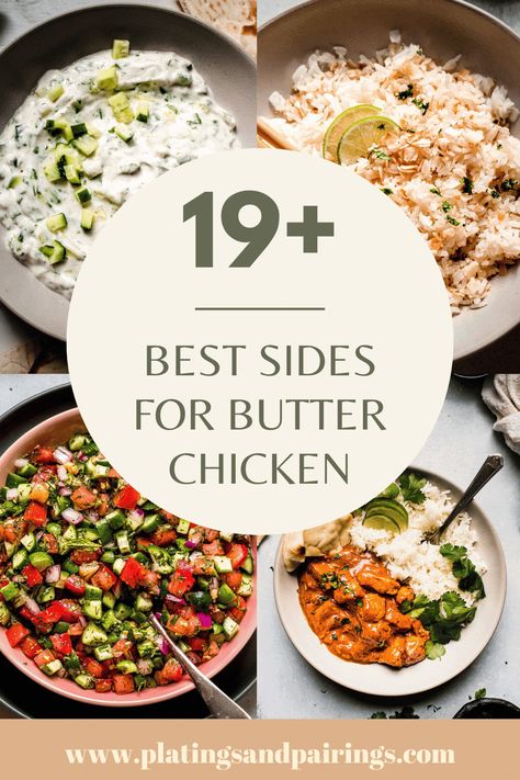 Veggie Butter Chicken, Butter Chicken Appetizer, Butter Chicken Presentation, Sambals For Chicken Curry, Salad To Go With Indian Food, Sides For Curry Chicken, Garlic Butter Chicken Sides, Sides For Indian Food, Side Dishes For Indian Food