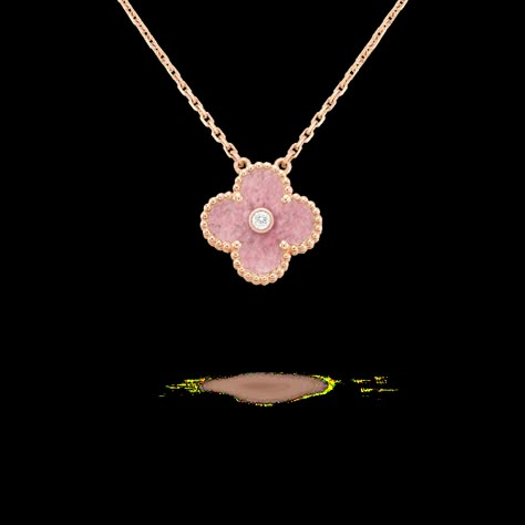 Vintage Alhambra pendant Rose gold, Diamond, Rhodonite - Van Cleef & Arpels Alhambra Van Cleef, Van Cleef Necklace, Clover Club, Alhambra Pendant, Van Cleef And Arpels Jewelry, Pink Vans, Van Cleef And Arpels, Jewelry Lookbook, Vintage Vogue