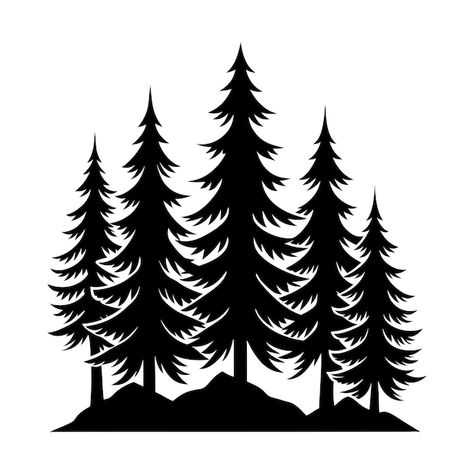 Vector sapin silhouettes vector illustra... | Premium Vector #Freepik #vector #pine-tree #forest-silhouette #forest-trees #forest Tree Outline Silhouettes, Forest Outline, Sawblade Art, Silhouette Forest, Plant Silhouette, Yule Decor, Christmas Tree Vector, Wood Painting Ideas, Tree Borders