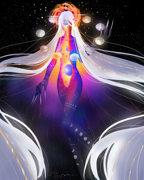 Galaxy Goddess, Star Goddess, Anime Galaxy, Magic Design, Arte Inspo, Goddess Art, Fantasy Art Landscapes, Arte Fantasy, God Art