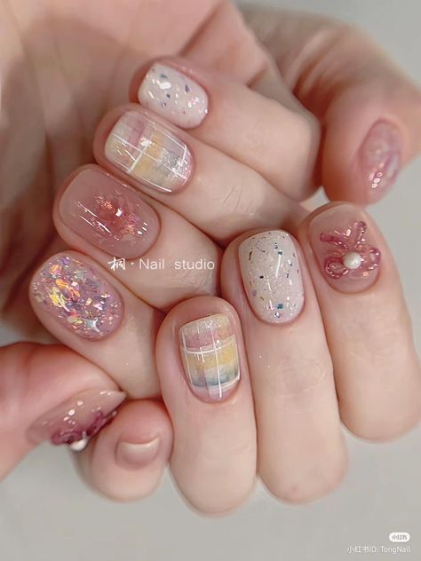 Short Nail Designs Maximalist, Nail Minimal, Coquette Nails, Hello Nails, Asian Nails, Cute Simple Nails, Subtle Nails, Beauty Nails Design, Gel Nails Diy