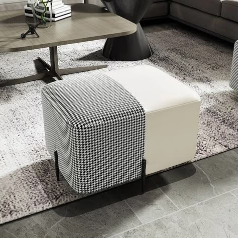 Small Ottomans, Pouf Seating, Chesterfield Living Room, Stool Living Room, Luxury Furniture Sofa, Table Computer, Houndstooth Fabric, Living Room Luxury, Dressing Stool