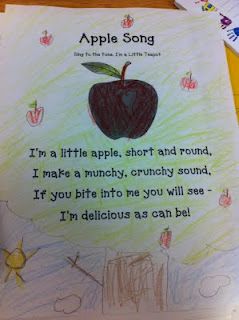 Love the song idea would have kids make their own apple whatever color they wanted and draw their own apple tree. Apple Tree Song, Preschool Apples, Apple Song, Preschool Apple Theme, September Preschool, Apple Kindergarten, Apple Week, Apple Lessons, Apple Crafts