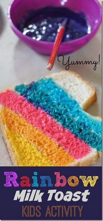 Preschool Cooking Activities, Preschool Food, Rainbow Milk, Preschool Cooking, Cooking Theme, Rainbow Activities, Cooking Activities, Toddler Art Projects, Food Activities