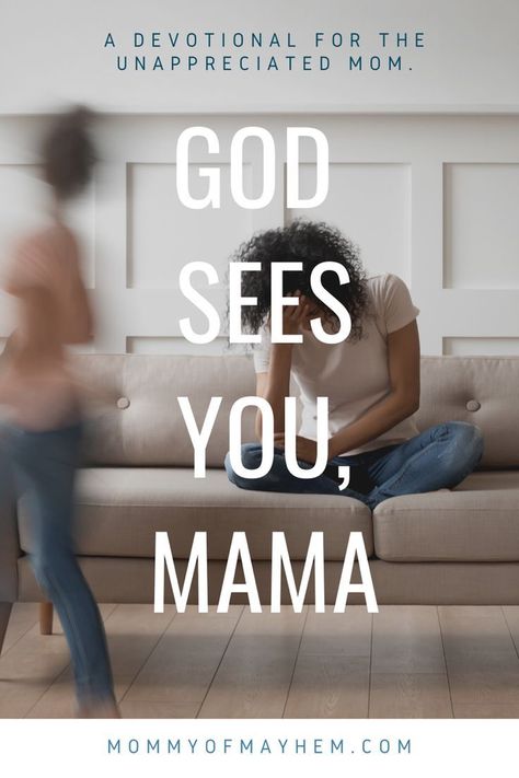 As moms, we can often feel like no one sees or understands just how much we do! This devotional is for the under-appreciated mom. God sees you. Prayers For Tired Moms, Mom Feeling Unappreciated Quotes, Motherhood Bible Study, Unappreciated Mom And Wife, Bible Study For New Moms, Mom Devotional Bible Studies, Bible Study For Mothers, Mom Bible Study Group, Ministry Of Motherhood