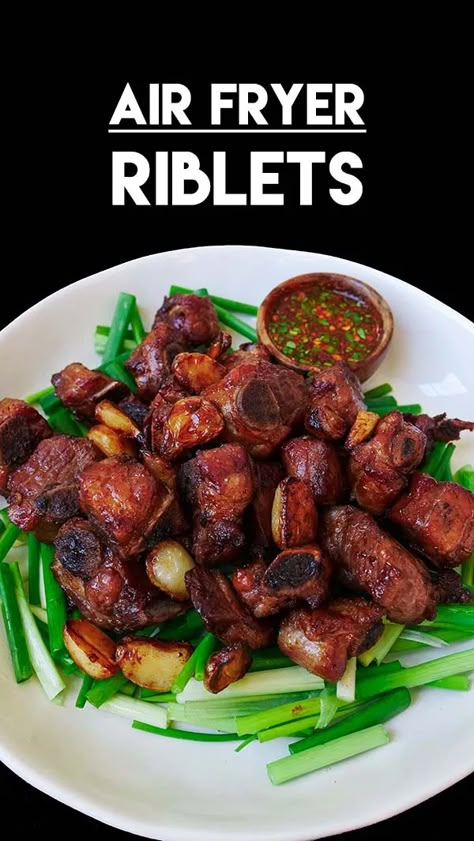 Air Fryer Riblets Recipe & Video - Seonkyoung Longest Doenjang Recipe, Chow Fun Recipe, Riblets Recipe, Pork Riblets, Beef Curry Recipe, Bulgogi Recipe, Seonkyoung Longest, Air Fryer Foods, Teriyaki Recipe