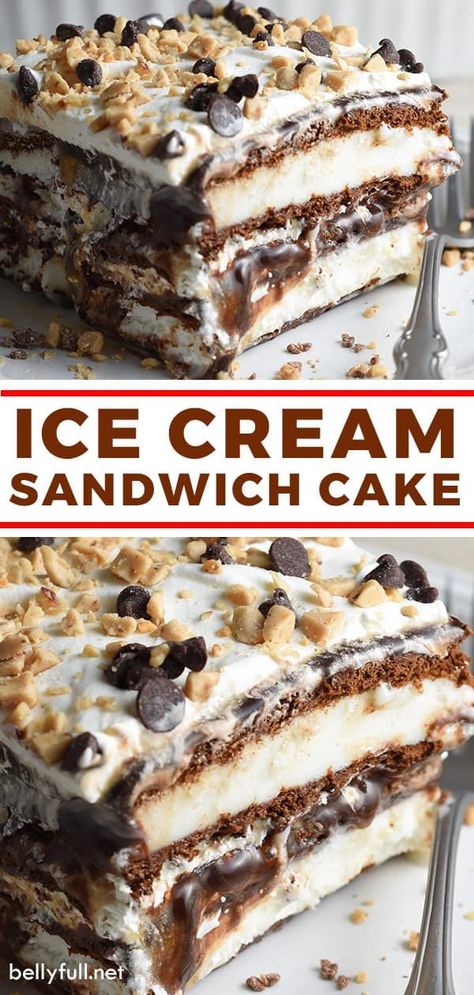 Ice Cream Sandwich Cake Recipe, Ice Cream Sandwich Bar, Ice Cream Sandwich Dessert, Sandwich Dessert, Ice Cream Dessert Recipe, Cream Sandwich Cake, Ice Cream Sandwich Cake, Dessert Oreo, Ice Cream Cake Recipe