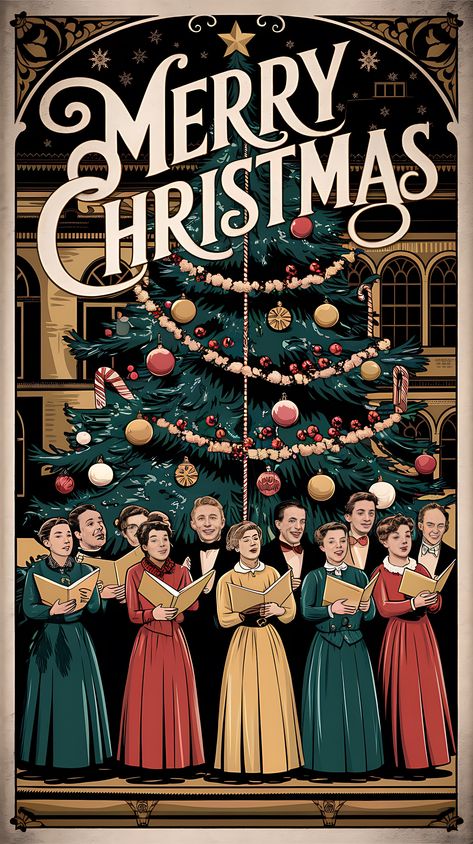 Free Vintage Christmas Carolers Christmas Carolers Illustration, Carolers Illustration, Vintage Christmas Carolers, Christmas Card Vintage, Free Christmas Backgrounds, Journaling Creative, Christmas Carolers, Merry Christmas Wallpaper, Valentine Background