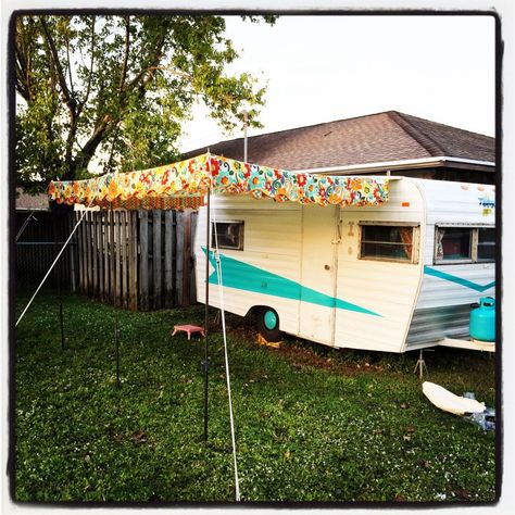 Install Vintage Trailer Awning Sunshine Kitchen, Vintage Trailer Remodel, Trailer Awning, Homemade Trailer, Mini Campers, Camper Remodel Ideas, Camper Restoration, Rv Storage Ideas, Custom Awnings