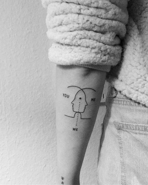 YOU - ME ----WE for @jodiecalussi #handpoke #tattoo #nomachine Jay Alvarez, Minimalist Tattoo Meaning, Paris Tattoo, Typography Tattoo, Minimal Tattoos, Handpoke Tattoo, Inspiration Tattoos, Forearm Tattoo Women, Delicate Tattoo