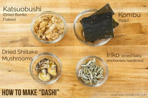 Dashi ingredients for 3 Ways To Make Dashi - Learn how to make Japanese dashi stock at home with 3 simple methods today! #dashi #japanesefood #asianrecipes #soupbrothrecipes #howtomakesoupbroth #dashibroth #だし | Easy Japanese Recipes at JustOneCookbook.com Dashi Recipe, Tiny Stuffed Animals, Easy Bento, Just One Cookbook, Stock Recipes, Japanese Soup, Easy Japanese Recipes, Bento Ideas, Asian Soup