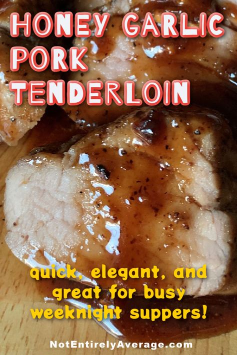 If looking for a quick but lovely meal for an at-home date night, then look no further than my elegant Honey Garlic Pork Tenderloin. #honeygarlic #porktenderloin Honey Garlic Pork Tenderloin, Garlic Pork Tenderloin, Pork Tenderloin Medallions, Honey Garlic Pork, Recipe For Pork, Garlic Pork, Dinner Pork, Juicy Pork Chops, Pork Glaze