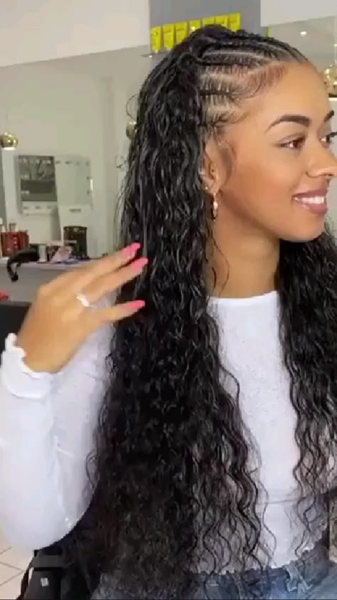 Front Braiding Hairstyles, Half Braided Natural Hair, Cornrow Half Head, Natural Curly Hair Braid Styles Half Up, Braids Top Of Head Half Up, Half Head Braided Hairstyles, Hispanic Hairstyles Braids, Front Half Braided Hairstyles, Braids For Latinas Natural Hair