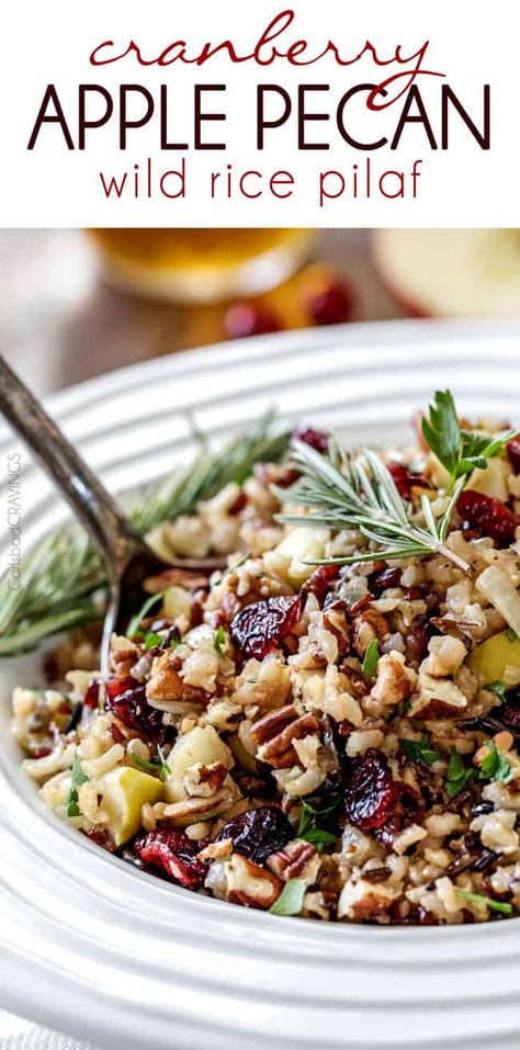 Cranberry Rice, Wild Rice Pilaf, Wild Rice Recipes, Rice Pilaf Recipe, Rice Side Dish Recipes, Pilaf Recipes, Christmas Side Dishes, Christmas Side, Cranberry Apple