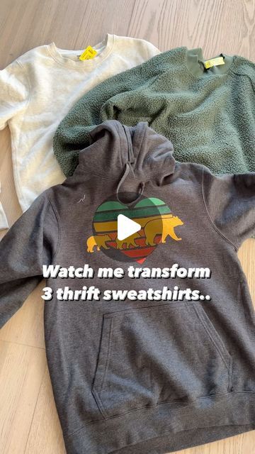 Turning A Sweatshirt Into A Cardigan, Diys Using Old Clothes, Upcycle A Sweater, Changing Sweatshirt Neckline, Sewing Projects Using Old Clothes, Make Sweatshirt Smaller, Sweatshirt Redesign Ideas, Refashion Hoodie Diy Ideas, Upscale Sweatshirt Diy