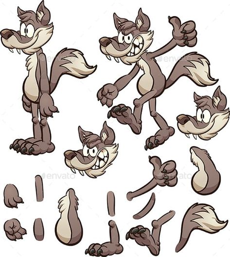 Coyote Character, Zootopia Wolf, Coyote Cartoon, Cartoon Wolf Drawing, Wolf Cartoon, Wrapping Design, Cartoon Wolf, Wolf Logo, Wolf Character