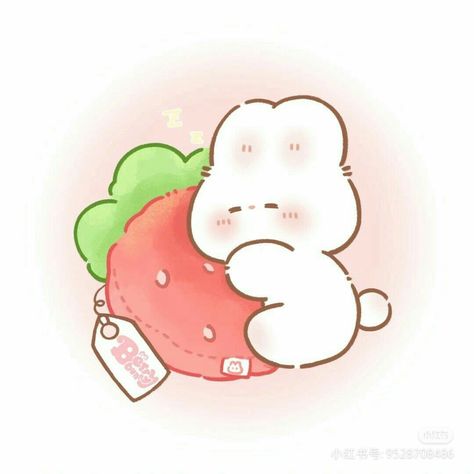 Cute Animal Drawings, Kawaii Drawings, Cute Doodles, Cute Kawaii, Animal Drawings, Cute Stuff, Cute Stickers, Easy Drawings, Strawberries