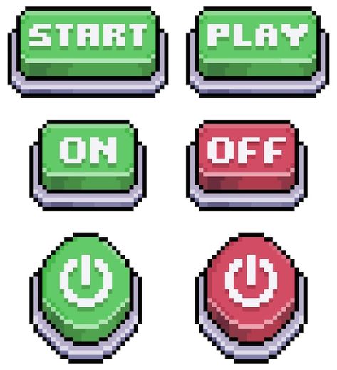 Off Icon, 8bit Game, Game Buttons, Pixel Video, Ui Buttons, Pixel Art Tutorial, Arte 8 Bits, Button Game, 8bit Art