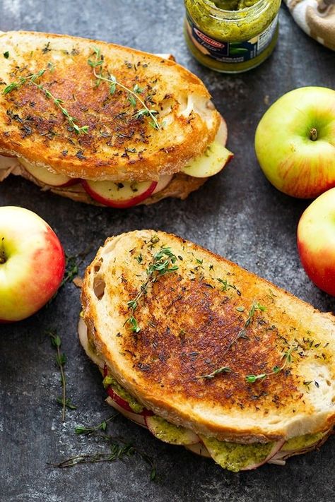 Turkey Panini Recipes, Apple Gouda, Fall Sandwiches, Pesto Turkey, Turkey Panini, Turkey Slices, Apple Turkey, Panini Recipe, Turkey Sandwiches Recipes