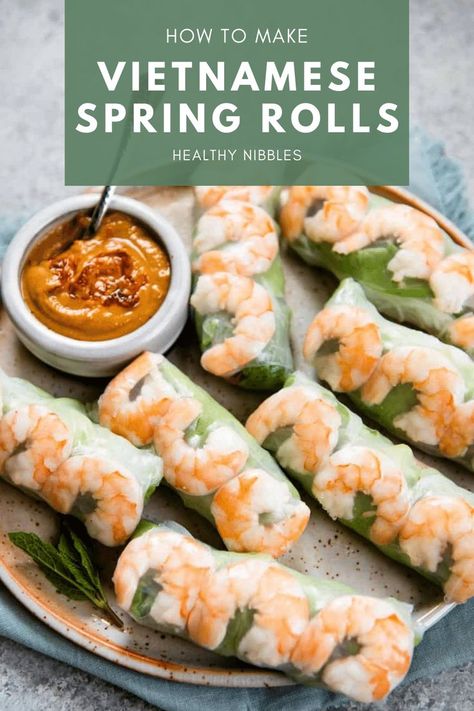 Vietnamese Spring Rolls Recipe, Spring Rolls Recipe, Shrimp Spring Rolls, Vietnamese Spring Rolls, Fresh Spring Rolls, Salads For Parties, Spring Roll Recipe, Resep Diet, Spring Roll