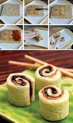 PB&J Rollups for camping for the kids Resep Sushi, Kid Snacks, Kids Lunches, Pictures Of Food, Peanut Butter Jelly, School Lunch Ideas, Sushi Recipes, Snacks For Kids, Food For Kids