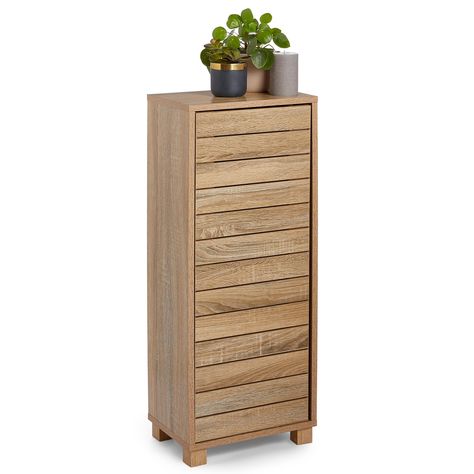 Bathroom Free Standing Cabinet, Wood Effect Bathroom, Under Sink Unit, Slatted Door, Free Standing Cabinet, Family Bathrooms, Bathroom Cupboards, Storage For Bathroom, Bathroom Floor Cabinet