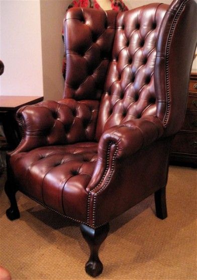 High Back Georgian Wing Wing Chair | Leather Chairs of Bath | Antique and Reproduction Leather Chairs, Sofas and Furniture Library Leather Chair, High Back Leather Chair, Antique Leather Chair, Leather High Back Chair, Fieldstone Fireplace, Brown Leather Chair, Wing Wing, Man Chair, Leather Wingback Chair